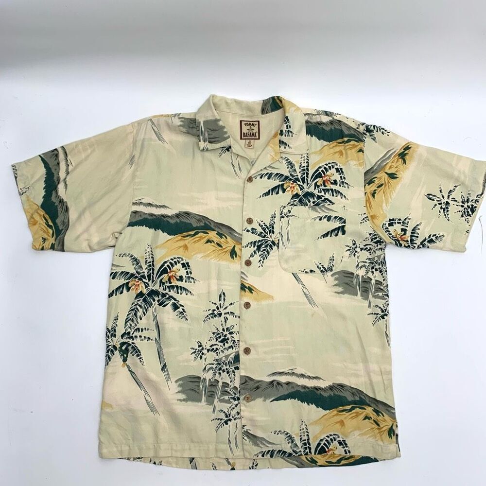 TOMMY BAHAMA 100% silk shirt top sz M mens vintage
